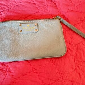 kate spade Light Blue  Pebbled Leather Wristlet